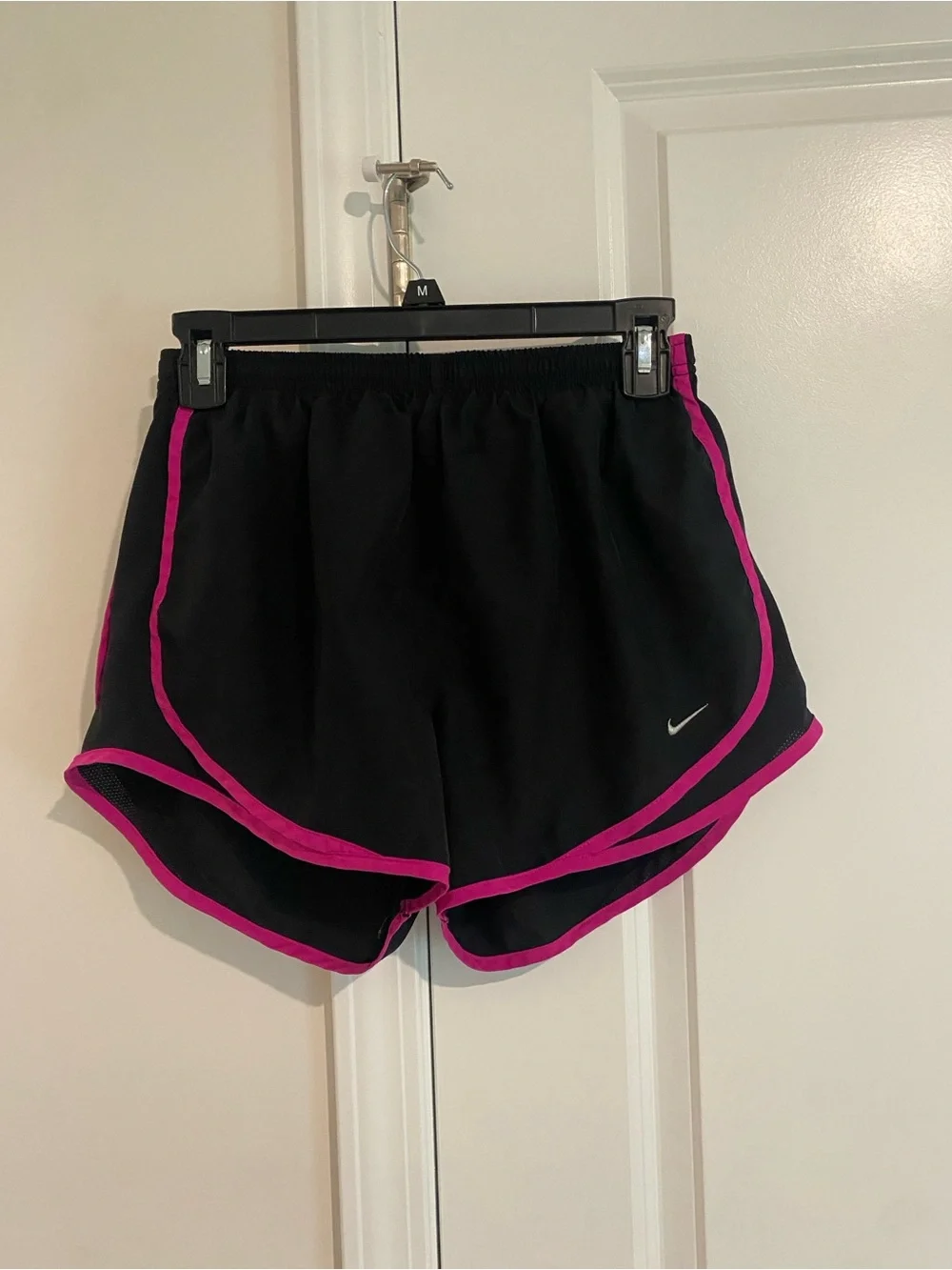 Nike Women’s Black Athletic Shorts with Magenta Trim